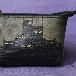 猫のデザイン バッグ 財布等 レザークラフト oldキーケース 花畑猫