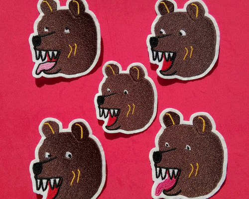 クマの顔の刺繍ネームタグ 楽天市場】ネームタグ 丸型 ふわふわ マスコット付 クマ プードル