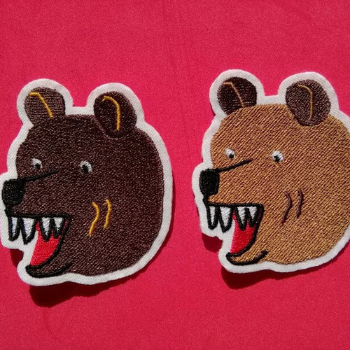 コーヒー熊 ダークブラウン ワッペン アップリケ 刺繍 クマ くま