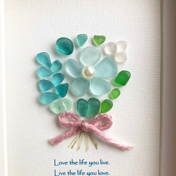 ブーケ・シーグラスアート　インテリア小物 誕生日プレゼントや記念品に 置物 壁飾り 花　花束 3枚目の画像