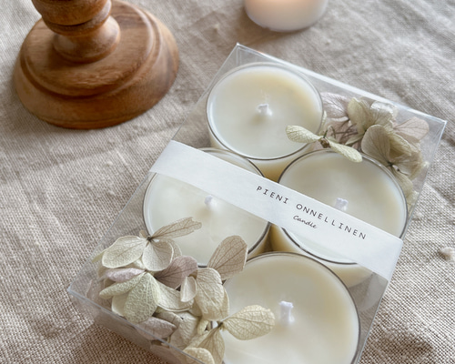 無香料 | ティーライトソイキャンドル4個セット| ちょっと大きめ.ᐟ‬