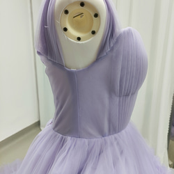 送料無料！カラードレス オーキッド オンショルダードレス 柔らかく重ねたチュールスカート 可愛い 花嫁 6枚目の画像