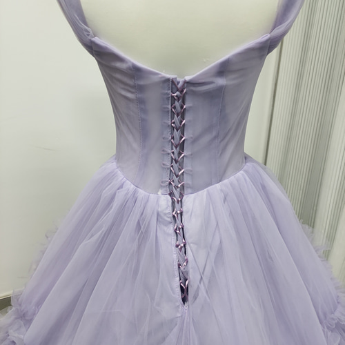 送料無料！カラードレス オーキッド オンショルダードレス 柔らかく  