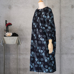 着物リメイク　木綿のワンピース　 久留米絣　Aライン　フリーサイズ 4枚目の画像