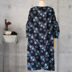 着物リメイク　木綿のワンピース　 久留米絣　Aライン　フリーサイズ 6枚目の画像