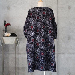 着物リメイク　木綿のワンピース　 久留米絣　Aライン　フリーサイズ 5枚目の画像