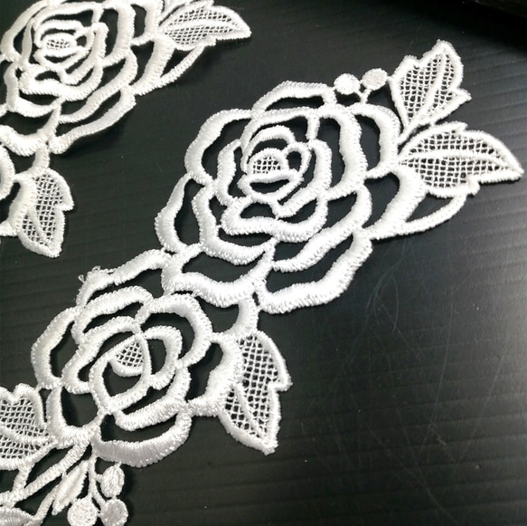 10枚 大型 ケミカルレース 刺繍 お花モチーフ  ハンドメイド パーツ　手芸　素材 2枚目の画像