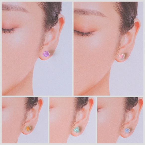 糸とビーズの装身具　耳飾り　Ajisai-紫陽花 3枚目の画像