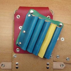手縫い　本革　5丁差しシザーケース (赤色×カラフル)　　SCA-8/DAC 5枚目の画像