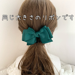 【送料無料】アリアリボン 水色チェック バレッタ ポニーフック クリップ リボンヘアアクセサリー ゴム 4枚目の画像