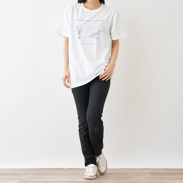 carefree journey in a balloon Tシャツ ホワイト 5枚目の画像