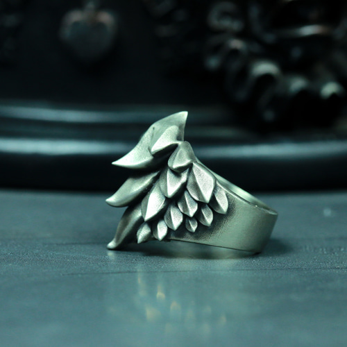 ドラゴンの鱗 シルバー925リング、ドラゴンの逆鱗、ドラゴンの生命鱗