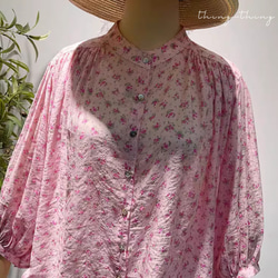 新品！天糸綿麻シャツ　コットン 快適で着やすいtシャツ　綿ブラウス 　トーブス　ピンク 5枚目の画像