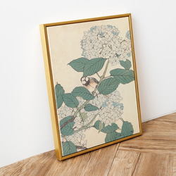 【NO.572】紫陽花と鳥の日本画アートポスター☆梅雨和室インテリア和モダンボタニカル★ハガキ2L判A5A4A3A5A4 5枚目の画像