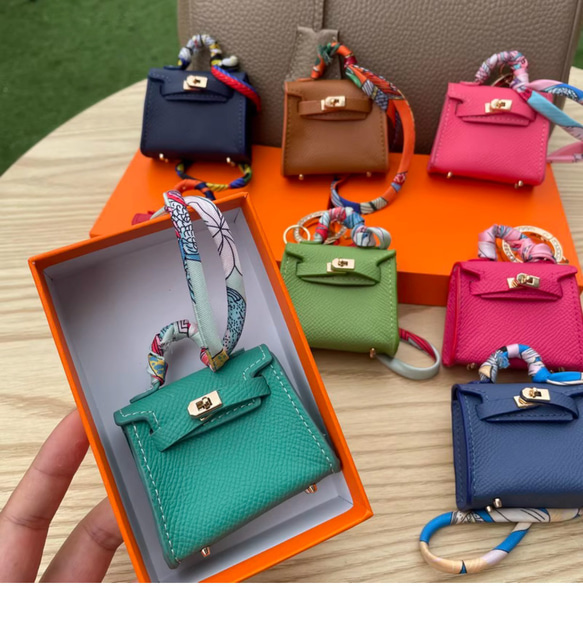 【Mini Bag】BJD Kelly カラーブロックレザーかわいい車のキーホルダーペンダントベビーバッグの飾り 4枚目の画像