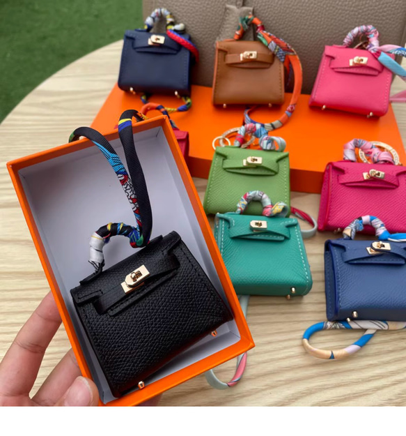 【Mini Bag】BJD Kelly カラーブロックレザーかわいい車のキーホルダーペンダントベビーバッグの飾り 5枚目の画像