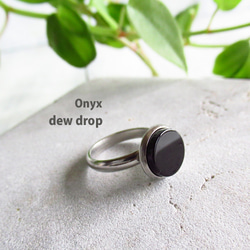 フリーサイズ オニキス10ｍｍ 天然石 シンプル 甲丸 リング 指輪 メンズ ユニセックス ステンレス シルバー 3枚目の画像