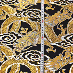 金色錦緞布料（新）金龍（龍）黑色 ☆ 布料寬度約 37 公分 x 長度 50 公分 ☆ 可連續切割 第7張的照片