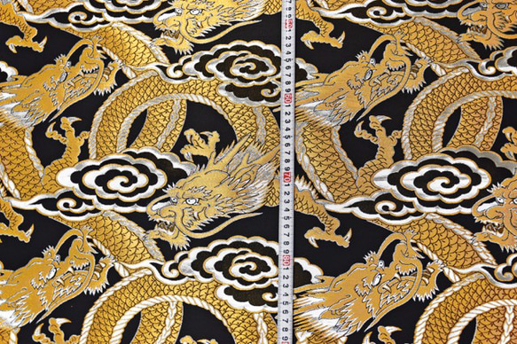 金色錦緞布料（新）金龍（龍）黑色 ☆ 布料寬度約 37 公分 x 長度 50 公分 ☆ 可連續切割 第7張的照片
