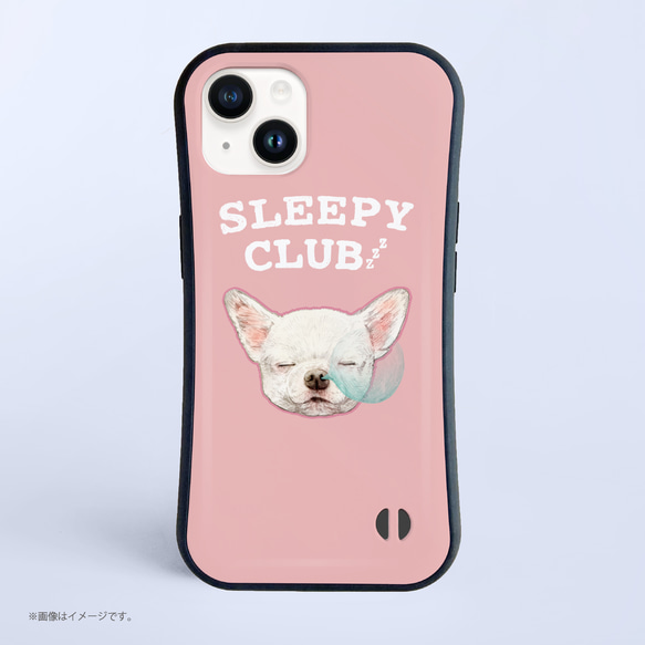 「SLEEPY CLUB_チワワ」耐衝撃グリップiPhoneケース 1枚目の画像