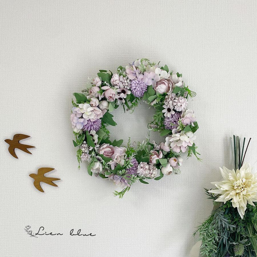 リース 紫 大きめ 新築祝い 38cm 造花 インテリア おしゃれ 開店祝い 6,122円