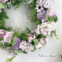 リース 紫 大きめ 新築祝い 38cm 造花 インテリア おしゃれ 開店祝い 3枚目の画像