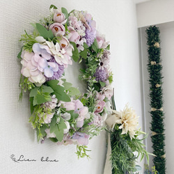リース 紫 大きめ 新築祝い 38cm 造花 インテリア おしゃれ 開店祝い 5枚目の画像