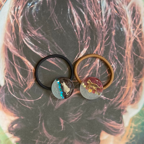 1032】ピンク バイカラーレジンヘアゴム