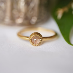 K18 Round Rose cut Bicolor White&PinkOrange Diamond ring(0.4 4枚目の画像