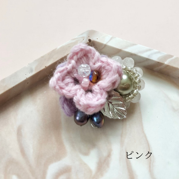 【受注制作】紫陽花モチーフのミニブローチ 3枚目の画像