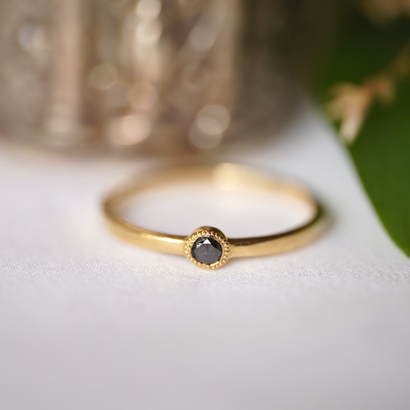 K18 Round Black Diamond ring(0.08ct,RB04_BDia) 5枚目の画像