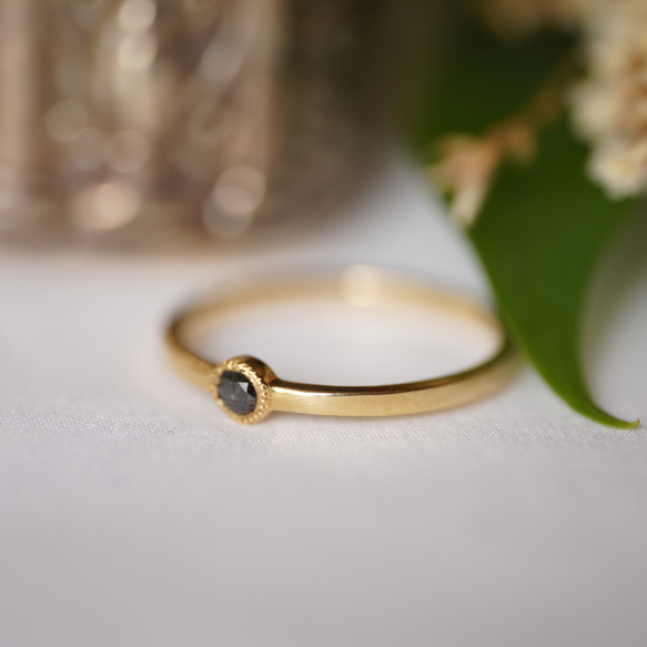 K18 Round Black Diamond ring(0.08ct,RB04_BDia) 6枚目の画像