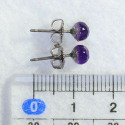 (1 件) 紫水晶玫瑰切割耳環（5 毫米，鈦柱） 第5張的照片