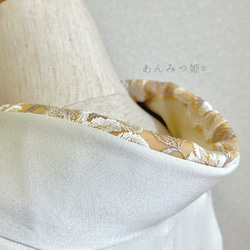 洗える刺繍半衿  シャンパンベージュの花 4枚目の画像