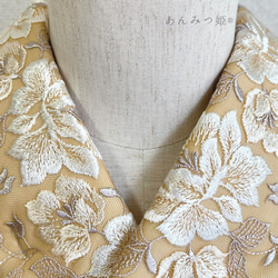 洗える刺繍半衿  シャンパンベージュの花 5枚目の画像