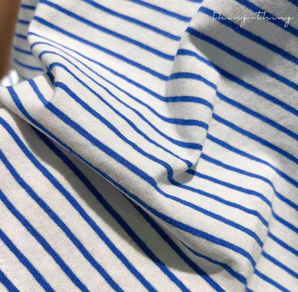 高品質！新品！ストライプ綿Tシャツ　コットン 　ブラウス 　トーブス　ブルー 9枚目の画像