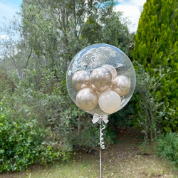 【ヘリウムガス入り】関東 送料無料　シャンパンゴールドmix フレーク入り　バルーン  風船 誕生日　プレゼント　母の日 4枚目の画像