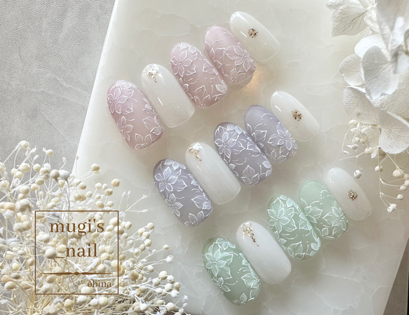 ネイルチップ No.131 フラワーネイル nail ジェルネイル 1枚目の画像