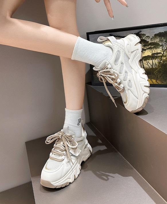 24新作婦人靴通気網面厚底カジュアル靴スニーカー・快適通気・疲れない履き心地 W353 14枚目の画像