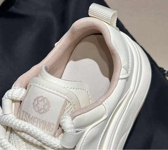 厚底真皮白靴24夏新作女性靴通気性軽量ソフト底カジュアル靴 W354 10枚目の画像