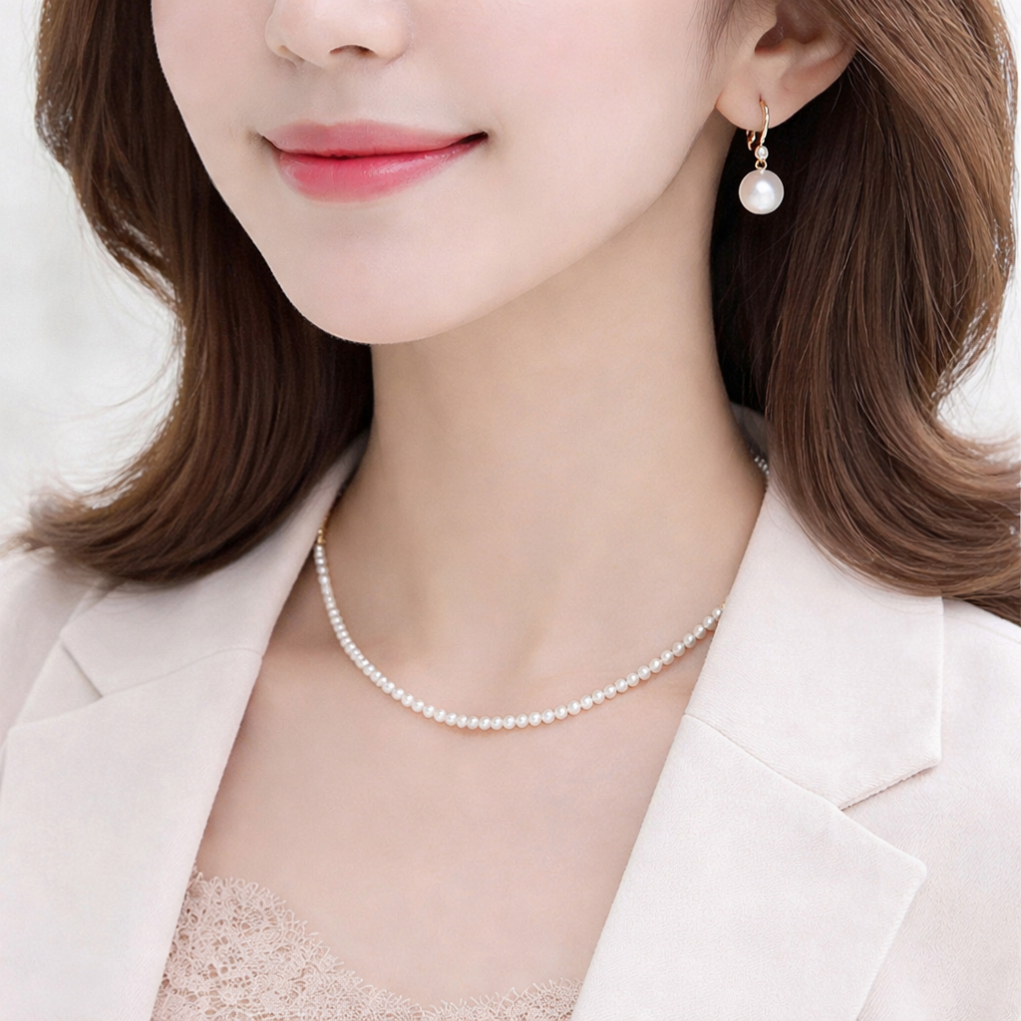 《4mmコットンパール》ホワイト　国産コットンパールの上質ネックレス