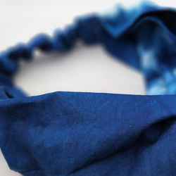 濃い色　藍染ターバン001 ゆっくりサイズ 人気の藍染ターバン^_^  自宅で栽培した藍で染めた作品です。 6枚目の画像