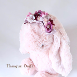まるで花冠　ピンクグラデーション　犬リボン　キッズ・子供リボン　ヘアアクセサリー 7枚目の画像