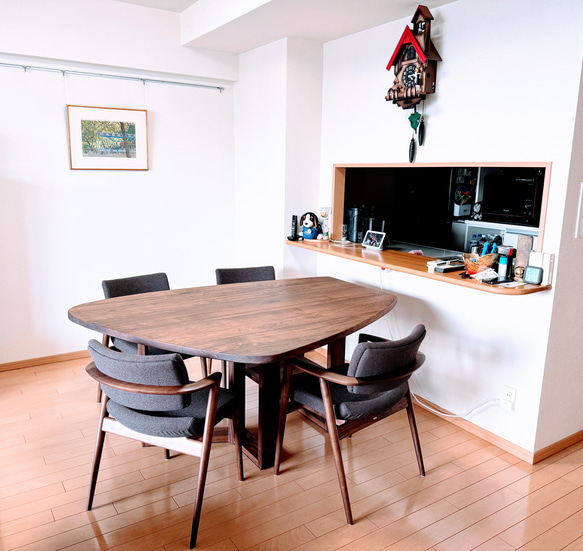 広葉樹175x135cmボックス脚変形テーブル （M21-1type） 