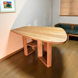 広葉樹175x135cmボックス脚変形テーブル （M21-1type） 9枚目の画像