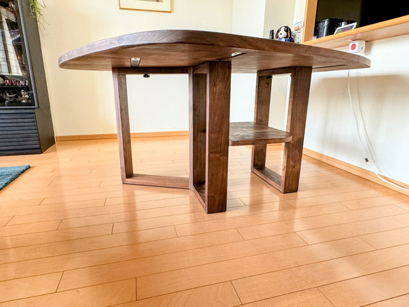 広葉樹175x135cmボックス脚変形テーブル （M21-1type） 