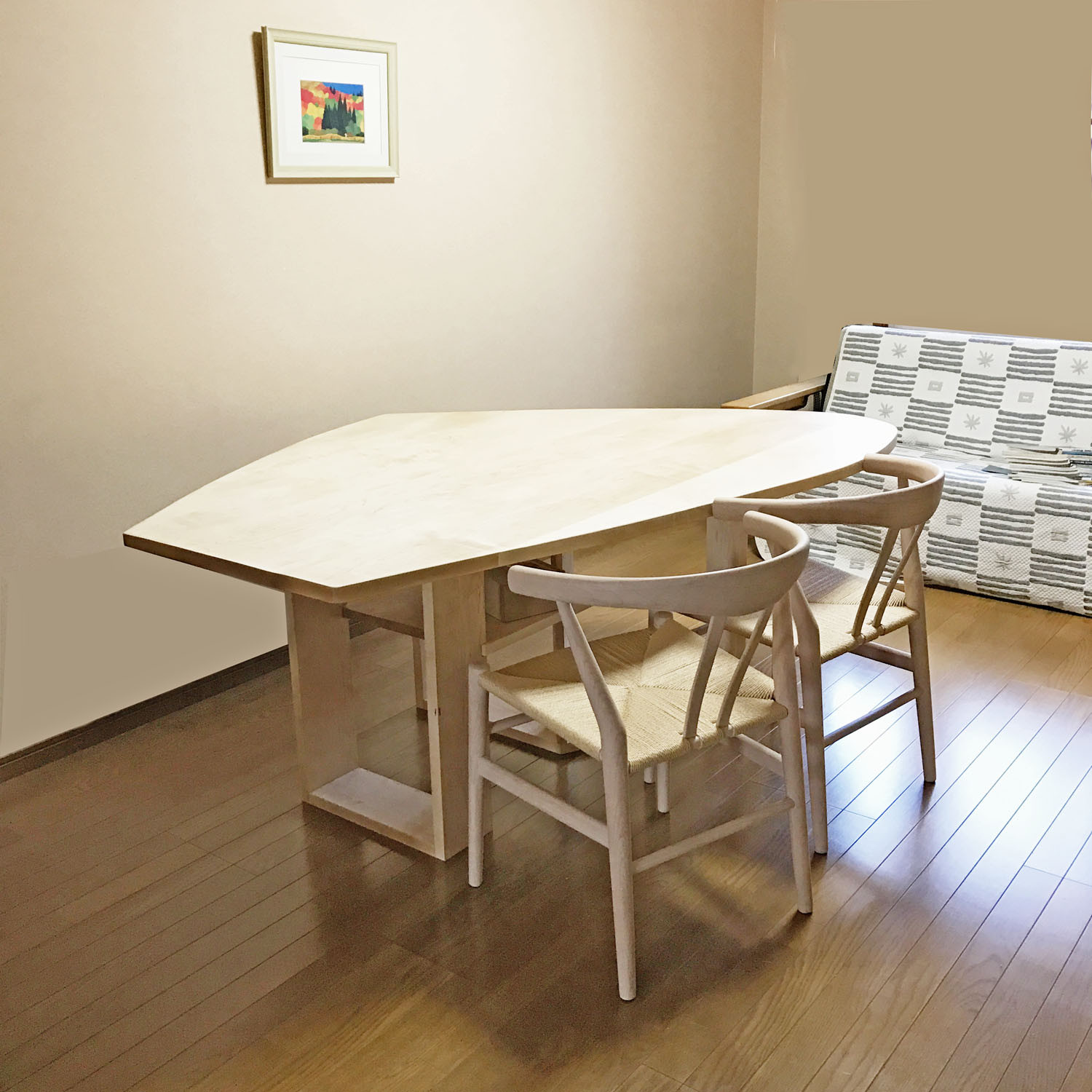 広葉樹175x135cmボックス脚変形テーブル （M21type） 162,250円