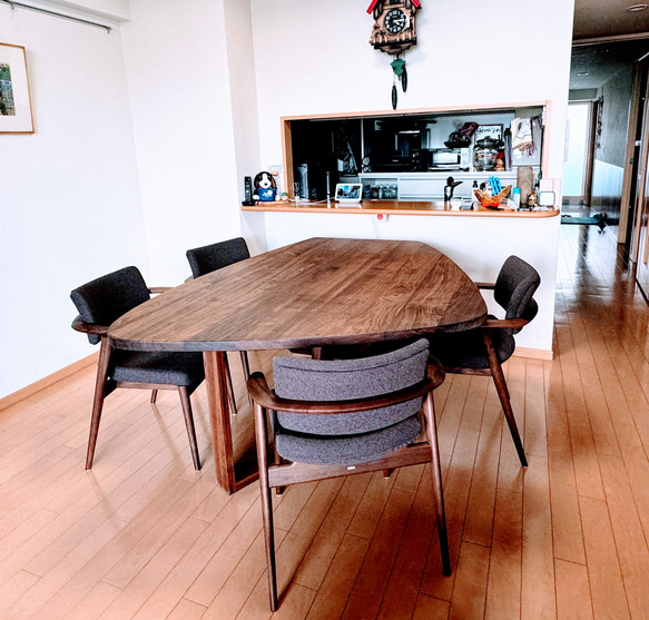 広葉樹175x135cmボックス脚変形テーブル （M21-1type） 