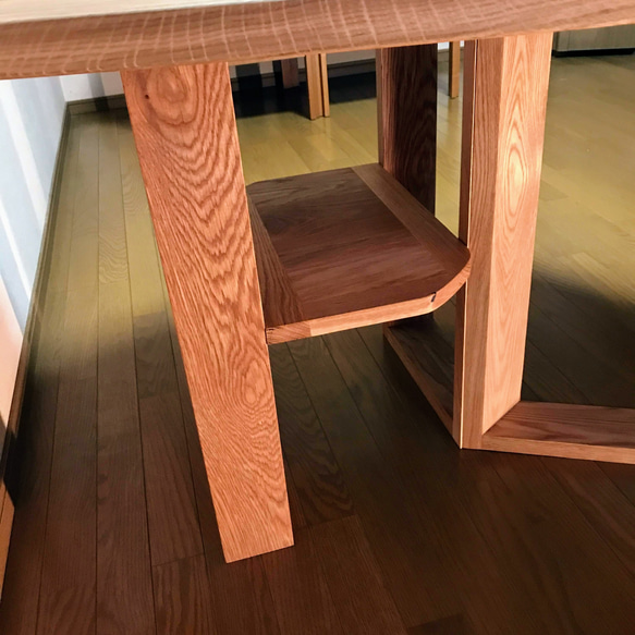 広葉樹175x135cmボックス脚変形テーブル （M21-1type） 