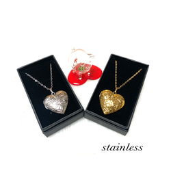 ♡ハート型♡【ロケットペンダント】◆【シルバー色】【ゴールド色】【stainless製】◆只今BOXにてお届け致します 1枚目の画像